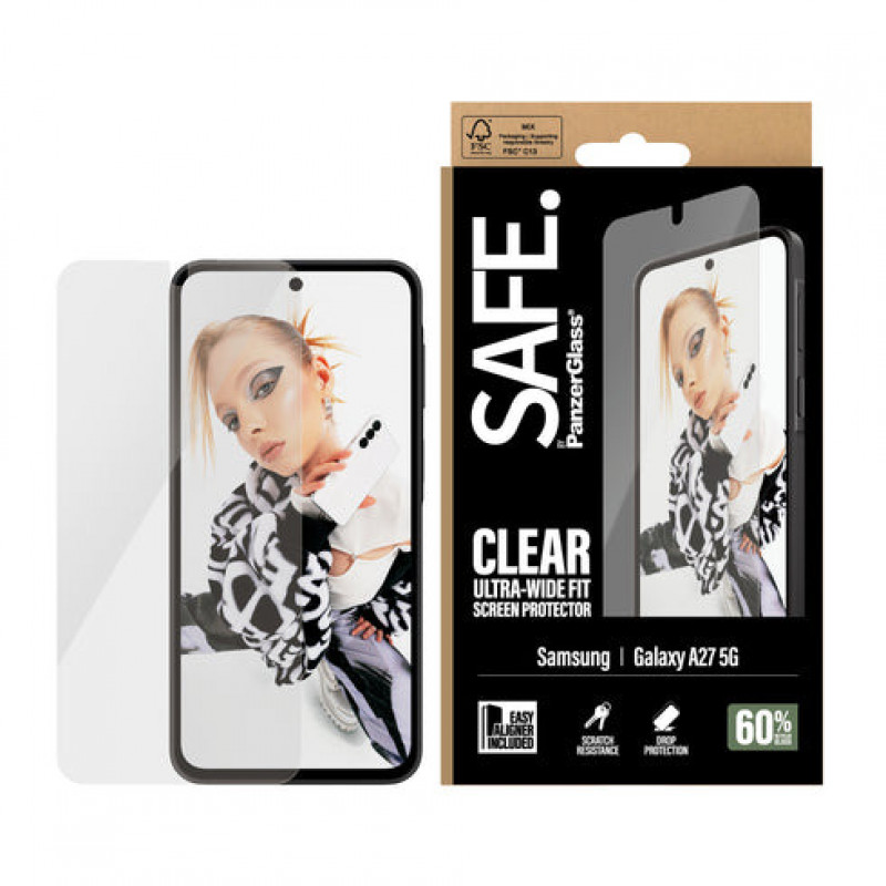 SAFE by PanzerGlass Protector de pantalla Ultra-Wide Fit de vidrio templado con EasyAligner para Samsung Galaxy A27 5G