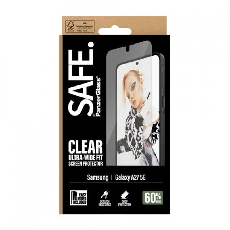 SAFE by PanzerGlass Protector de pantalla Ultra-Wide Fit de vidrio templado con EasyAligner para Samsung Galaxy A27 5G