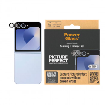 PanzerGlass PicturePerfect protección de lente de cámara para Samsung Galaxy Z Flip6 (F741, F7374) - cristal templado ultraclaro, dureza 9H, resistente a arañazos e impactos, recubrimiento oleófobo, instalación sencilla