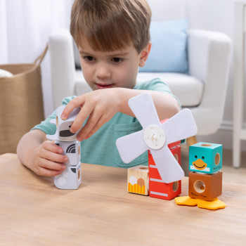 Melissa & Doug Blockables Farm Friends Set de bloques apilables de madera