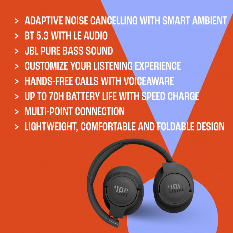 JBL Tune 770NC auriculares inalámbricos over-ear con cancelación de ruido - Lila
