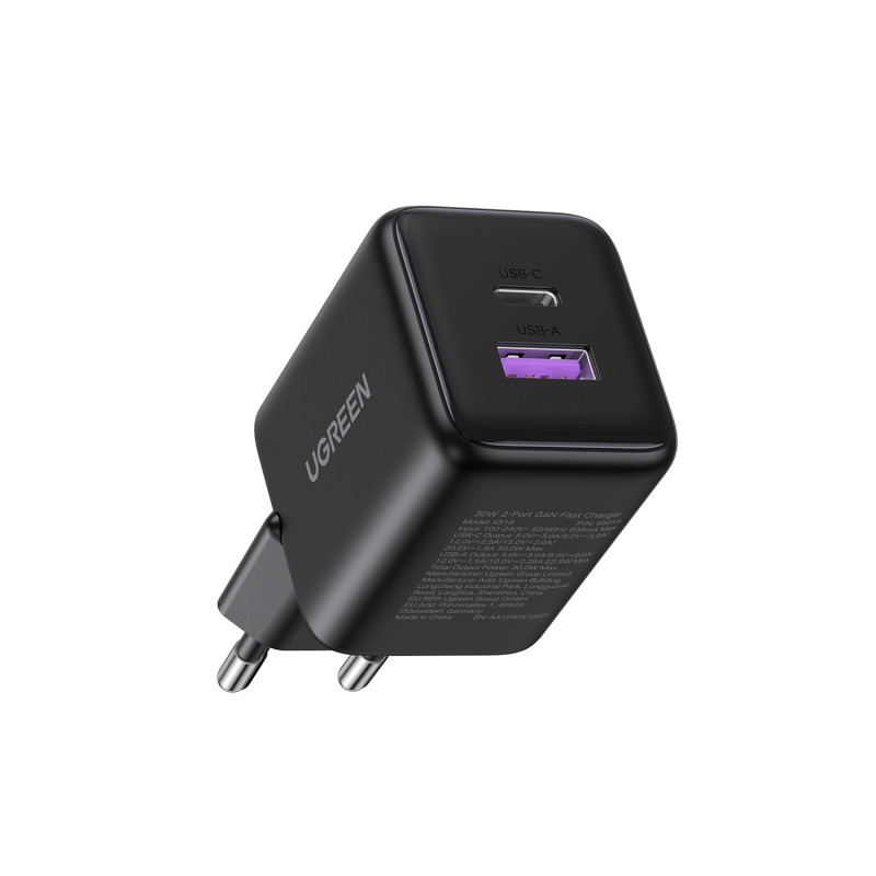 UGREEN X516 cargador de pared GaN 30W USB-C + USB-A negro