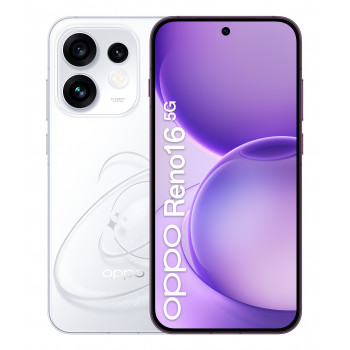 OPPO Reno16 5G 8GB RAM 512GB almacenamiento 6,7 pulgadas AMOLED 120Hz pantalla 50MP OIS triple cámara 80W carga rápida blanco