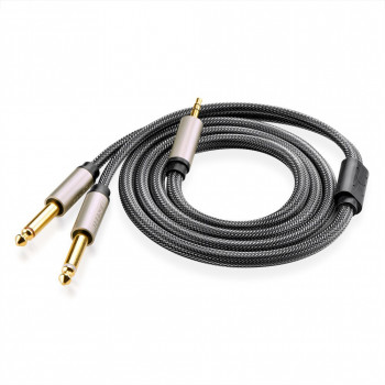 UGREEN Cable divisor de audio en Y de TRS de 3,5 mm a doble TS de 6,35 mm 2 m gris