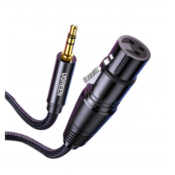 UGREEN AV182 Cable de audio de conector macho XLR a conector macho TRS de 3,5 mm 1 m negro