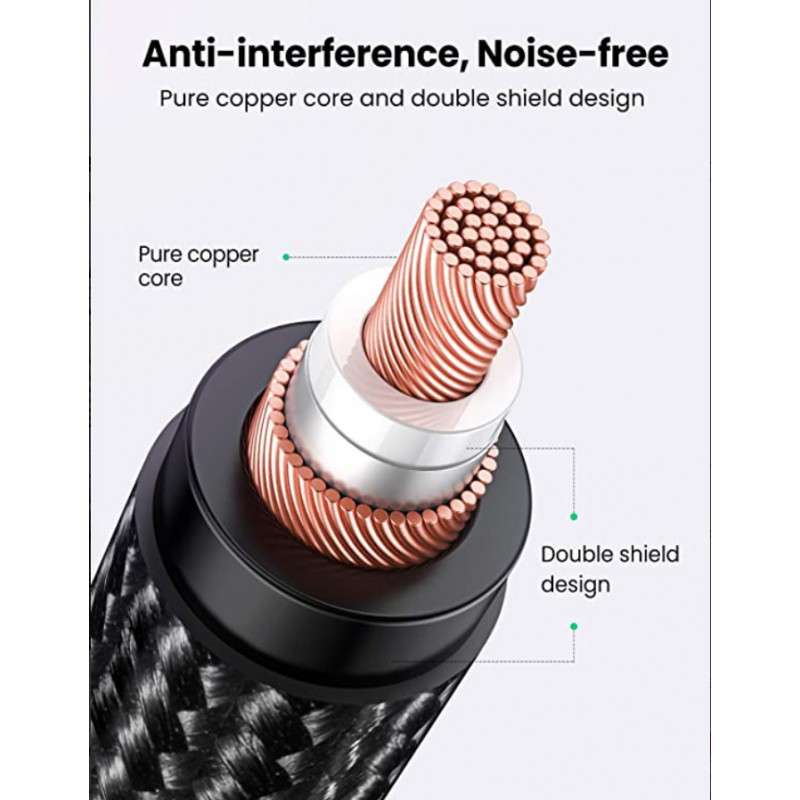 UGREEN AV182 Cable de audio de conector macho XLR a conector macho TRS de 3,5 mm 1 m negro