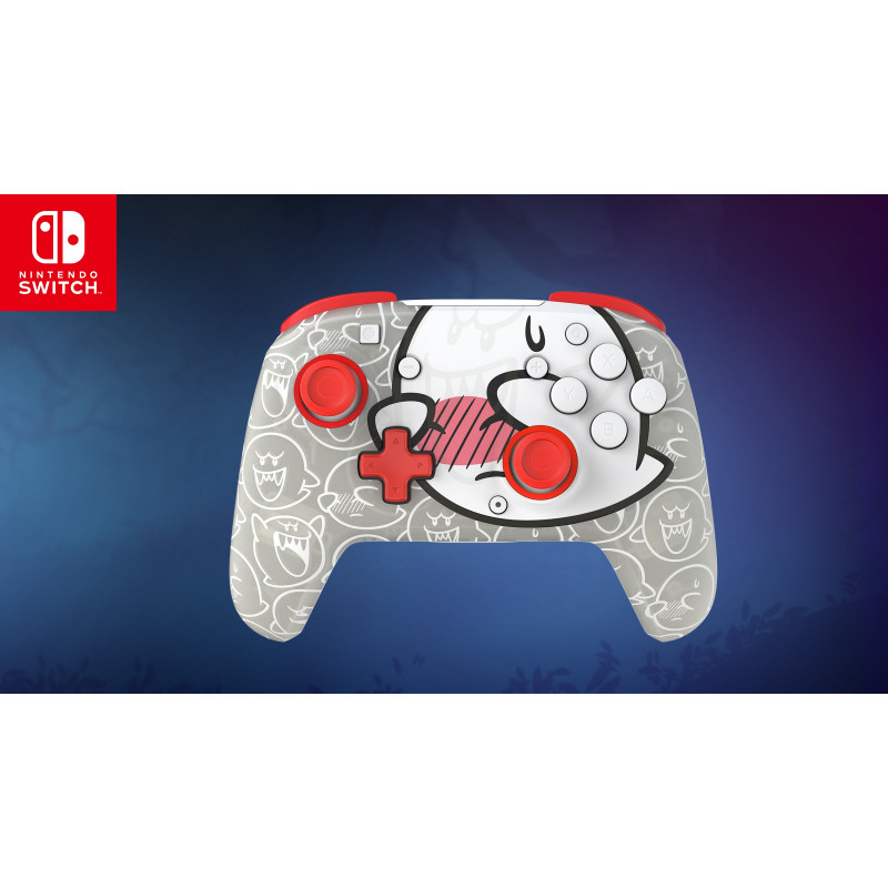 PDP Afterglow Wave mando inalámbrico para Nintendo Switch – Boo-Hoo Clear con RGB