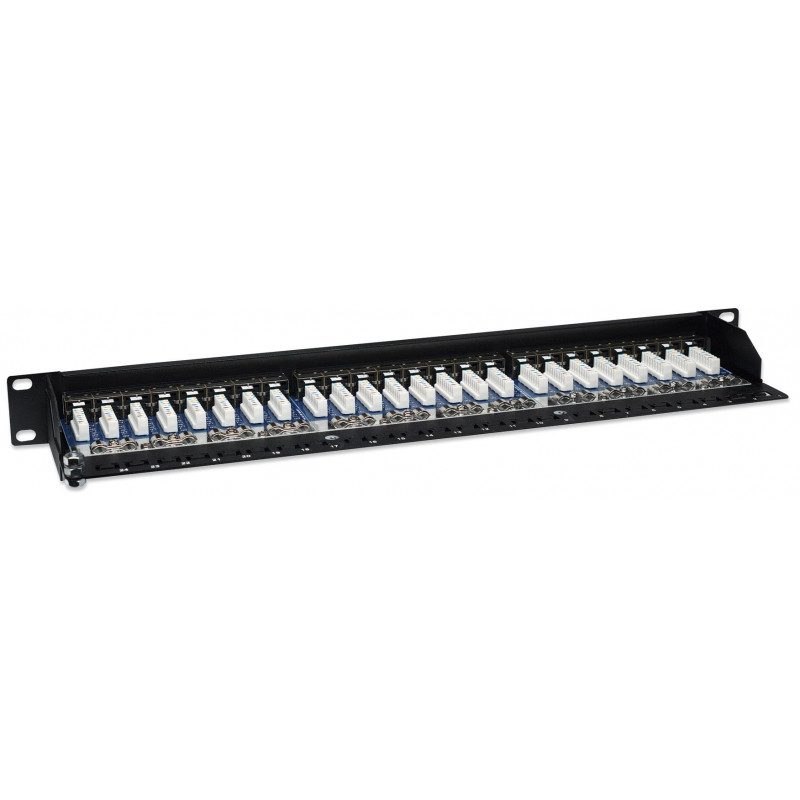 Intellinet 513487 panel de parcheo 24 puertos Cat5e STP 1U para rack, negro