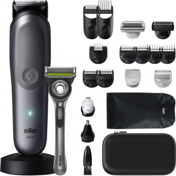 Braun AIO 9540 kit de estilo todo en uno, afeitadora y recortadora eléctrica en húmedo y en seco, 60 min de autonomía, 7 accesorios, negro