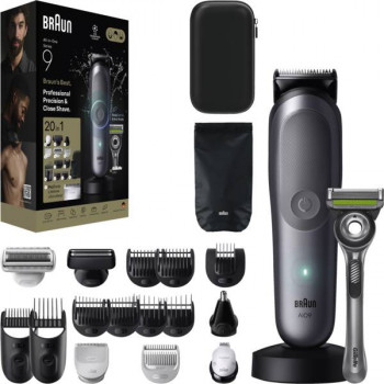 Braun AIO 9540 kit de estilo todo en uno, afeitadora y recortadora eléctrica en húmedo y en seco, 60 min de autonomía, 7 accesorios, negro