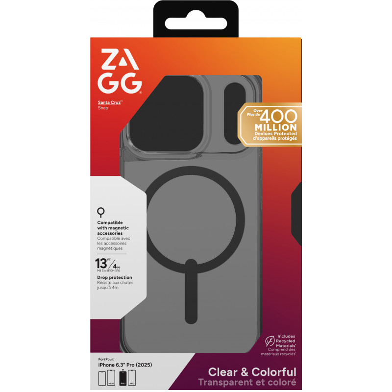 Funda ZAGG Santa Cruz Snap para iPhone 17 Pro - negro medianoche