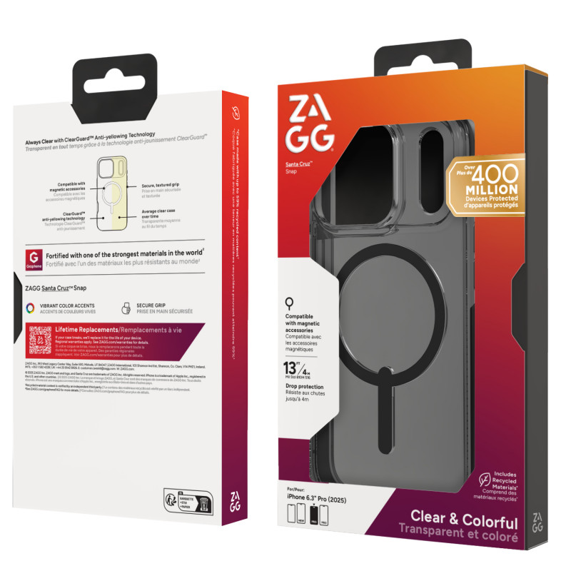 Funda ZAGG Santa Cruz Snap para iPhone 17 Pro - negro medianoche