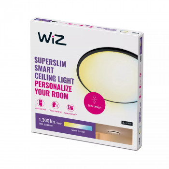 Lámpara de techo Signify WiZ Super Slim, blanco ajustable y color, 14 W, negra