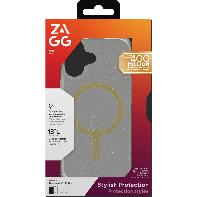 ZAGG Milan Snap funda para iPhone 17 - Glitter Gold