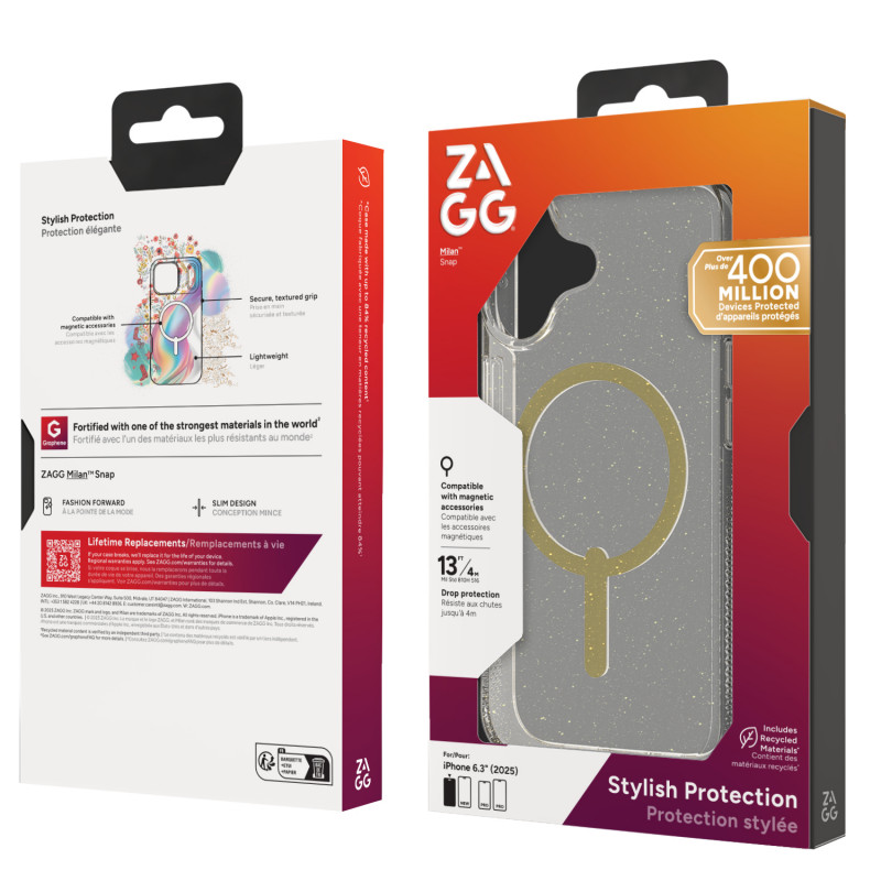 ZAGG Milan Snap funda para iPhone 17 - Glitter Gold