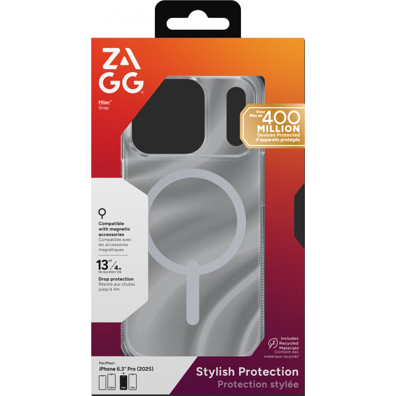 ZAGG Milan Snap funda para Apple iPhone 17 Pro - Glitzer-Wirbel