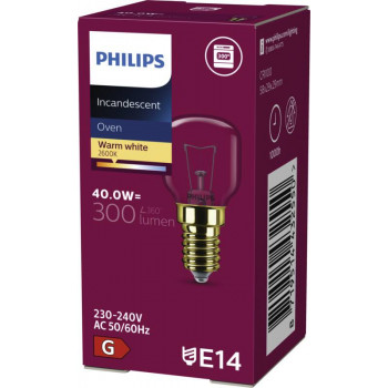 Philips PHI App 40W E14 230-240V T29 Lámpara de horno forma de pera
