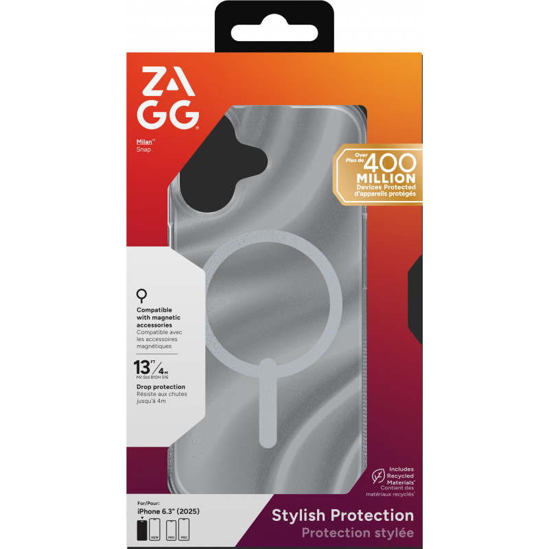 Funda ZAGG Milan Snap para iPhone 17 - Glitter Swirl