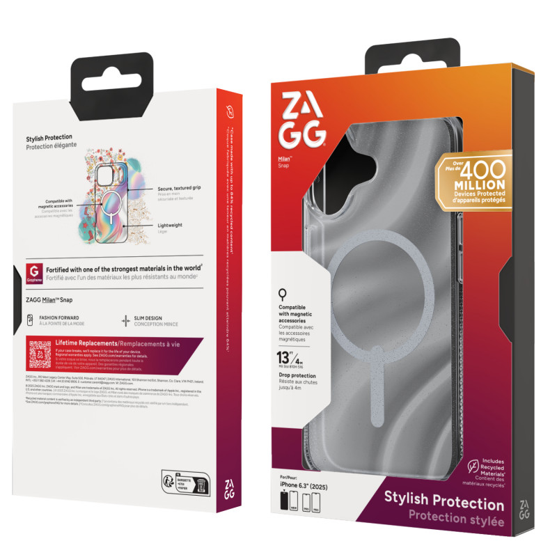 Funda ZAGG Milan Snap para iPhone 17 - Glitter Swirl