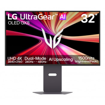 LG UltraGear Evo AI 32GX870B-B monitor gaming Tandem OLED 31,5 inch 4K 240Hz / FHD 480Hz, HDR500, USB-C 90W