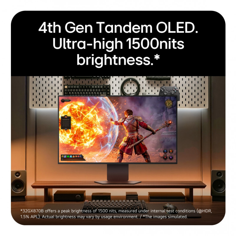 LG UltraGear Evo AI 32GX870B-B monitor gaming Tandem OLED 31,5 inch 4K 240Hz / FHD 480Hz, HDR500, USB-C 90W