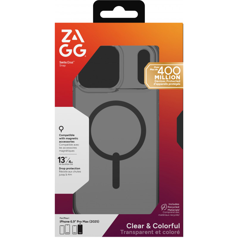 Funda ZAGG Santa Cruz Snap para iPhone 17 Pro Max - negro medianoche