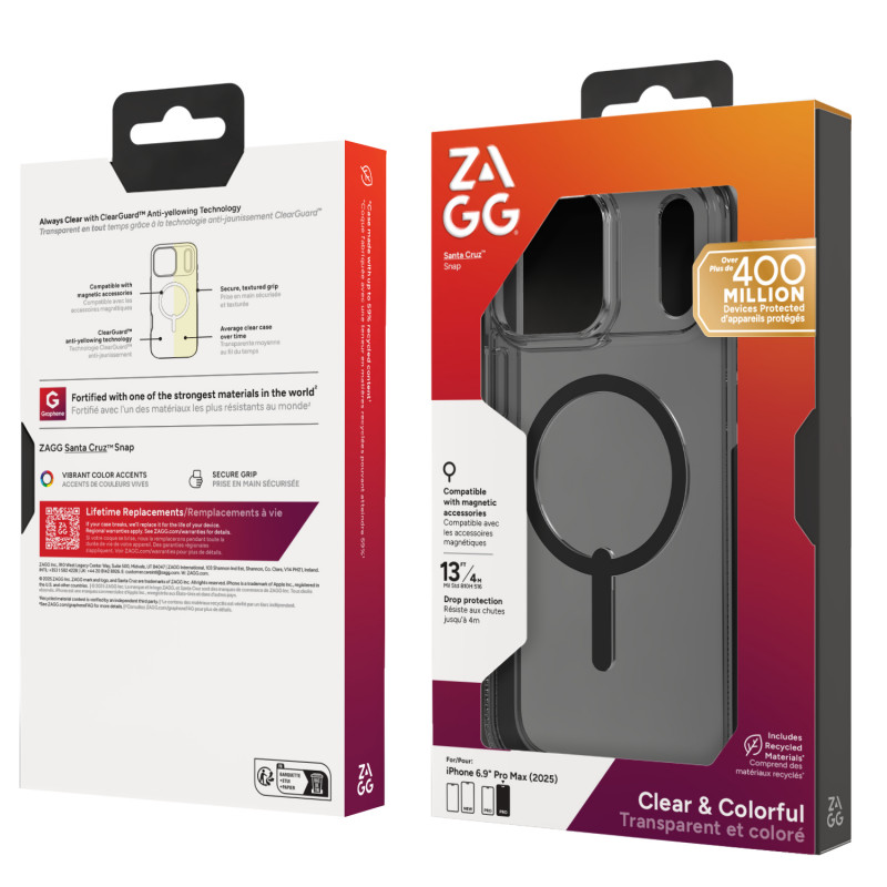Funda ZAGG Santa Cruz Snap para iPhone 17 Pro Max - negro medianoche