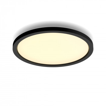 Philips Hue Aurelle Lámpara de panel redonda Negra - Lámpara de techo LED inteligente, ajuste de blanco, 2200 lm, Bluetooth y Zigbee