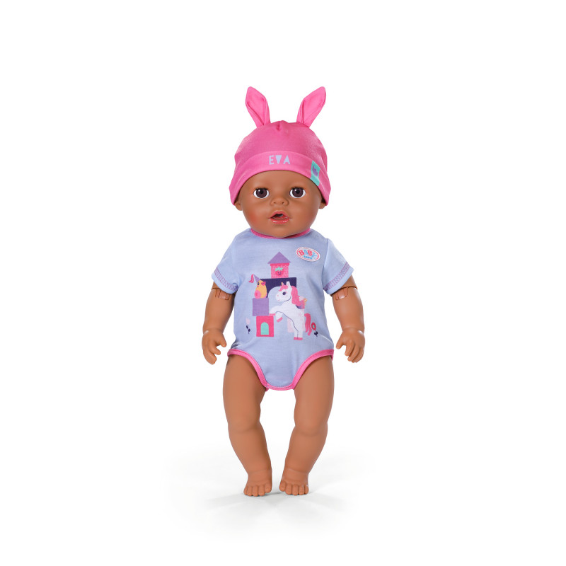 ZAPF CREATION BABY born Eva Click & Play Muñeca 43cm con pelo rubio y ojos azules