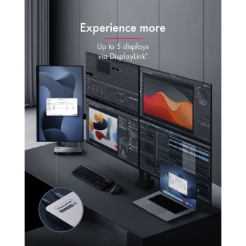 ICY BOX IB-DK7402-C31 Diamond Dock 12-in-1 estación de acoplamiento USB-C, 5x salida de vídeo, 140 W PD, DisplayLink, antracita/negro