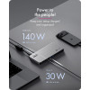 ICY BOX IB-DK7402-C31 Diamond Dock 12-in-1 estación de acoplamiento USB-C, 5x salida de vídeo, 140 W PD, DisplayLink, antracita/negro
