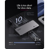 ICY BOX IB-DK7402-C31 Diamond Dock 12-in-1 estación de acoplamiento USB-C, 5x salida de vídeo, 140 W PD, DisplayLink, antracita/negro