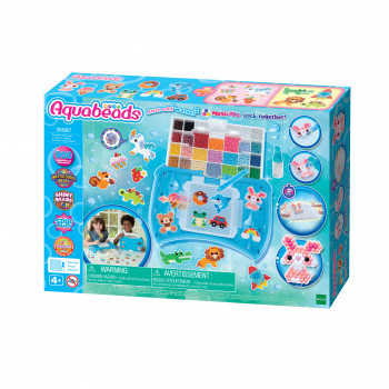 EPOCH Aquabeads Craft Studio Set de iniciación – Más de 800 cuentas activadas por agua en 12 colores, bandeja de diseño reutilizable, bolígrafo de cuentas y pulverizador, sin calor ni pegamento, set creativo de arte con cuentas para niños a partir de 4 años