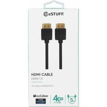 ESTUFF cable HDMI 1.4 High-Speed con Ethernet 5m 4K 3D ARC negro