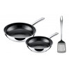 SILIT Talis set de sartenes con espátula, 20 y 24 cm, acero inoxidable/negro