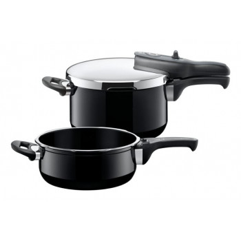 SILIT Silargan Sicomatic t-Plus Set de ollas a presión 4,5L + 3,0L, 22cm, Negro