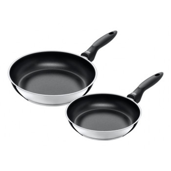 SILIT Domus Set de sartenes 24 y 28 cm, acero inoxidable con mango negro, aptas para inducción, 2 piezas