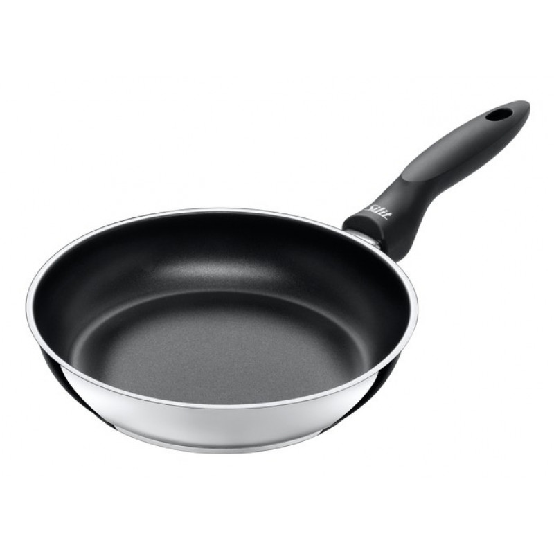 SILIT Domus Set de sartenes 24 y 28 cm, acero inoxidable con mango negro, aptas para inducción, 2 piezas