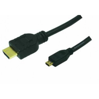 LogiLink Cable HDMI de alta velocidad con Ethernet, conector HDMI Type-A macho a conector Micro HDMI Type-D macho, 1,5 m, Negro