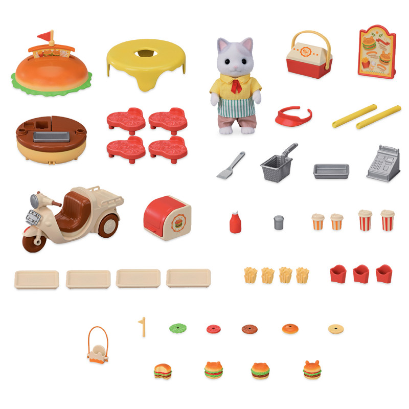 Sylvanian Families Puesto de hamburguesas móvil con figura