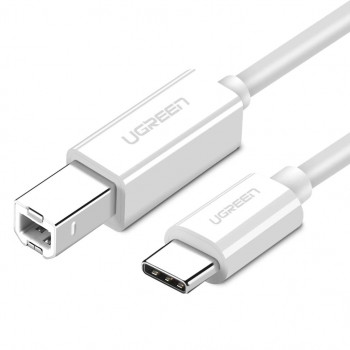 UGREEN US241 Cable USB 2.0 USB-C a USB-B para impresora 1,5m blanco