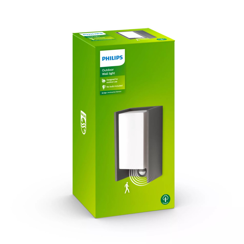 Lámpara de pared Philips myGarden IR ES Bridge 42W con detector de movimiento antracita