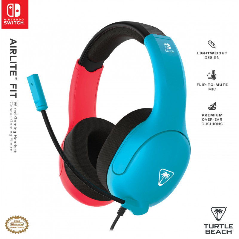 Turtle Beach Airlite Fit auriculares gaming con cable - azul neón y rojo TBS-8002-25