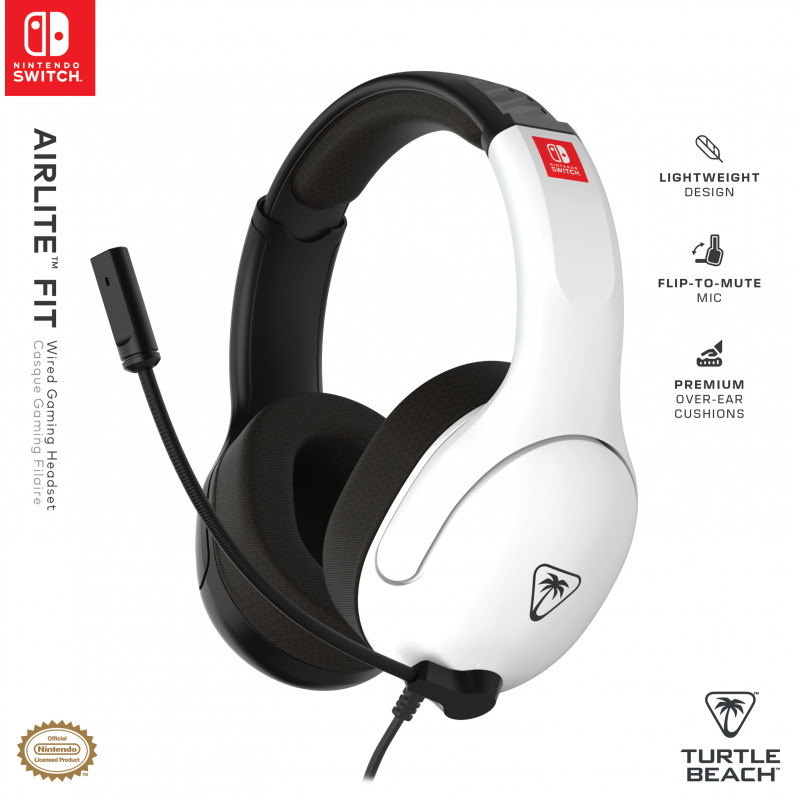 Turtle Beach Airlite Fit auriculares NS negros y blancos - auriculares gaming over-ear con cable y micrófono flip-to-mute