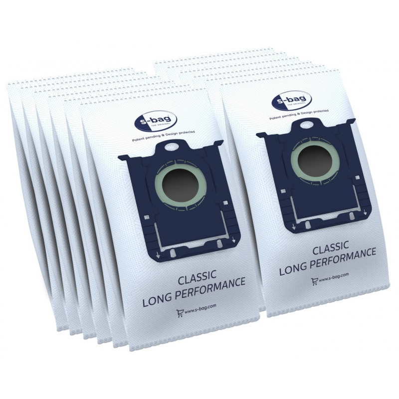 AEG GR201SM s-bag Classic Long Performance bolsas aspirador, pack de 8, azul/blanco, para VX4 Serie 900 168 824