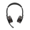 Jabra Evolve 75 MS auriculares inalámbricos estéreo con cancelación activa de ruido, certificados para Microsoft Teams, conectividad Bluetooth dual, Busylight, on-ear, negro