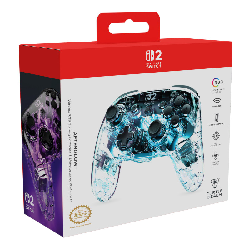 Turtle Beach Afterglow mando gaming inalámbrico RGB transparente para Nintendo Switch 2