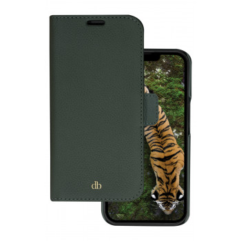 dbramante1928 New York funda tipo flip para Apple iPhone 14 Pro - Evergreen - cuero plena flor sostenible