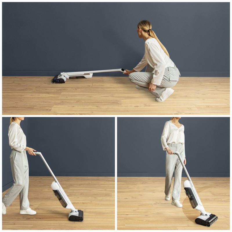 Aspirador escoba sin cable Rowenta GZ7540 X-Clean 10, 60 min de autonomía, autolimpieza y autosecado, pantalla LED, 3 modos, depósito de agua limpia de 0,9L