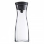 WMF Basic jarra de agua 0,75 L, vidrio con tapa de acero inoxidable y junta de silicona, transparente/negro 06.1771.6040